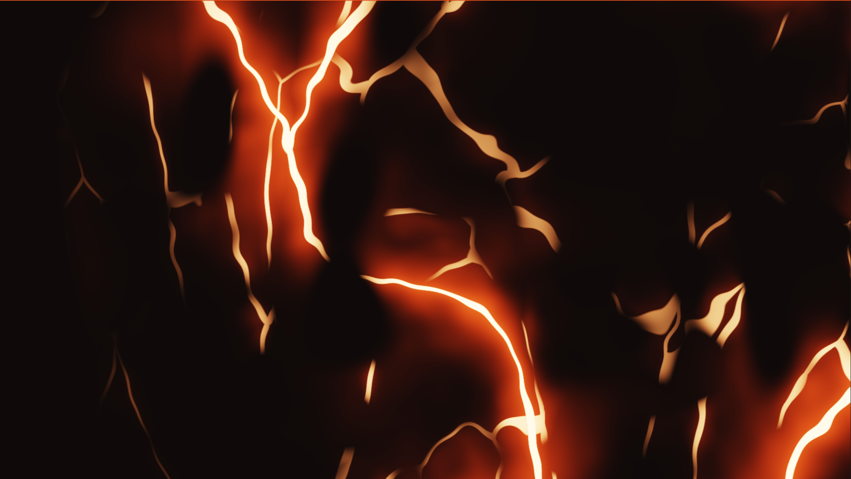The fissure shader: a few glowing magma veins branching across dark obsidian.
